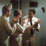 Robert Dowdell, Richard Basehart and David Hedison applaud Voyage to the Bottom of the Sea