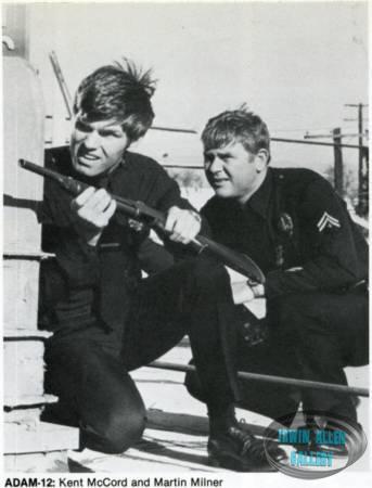Martin Milner with Kent McCord in Adam-12