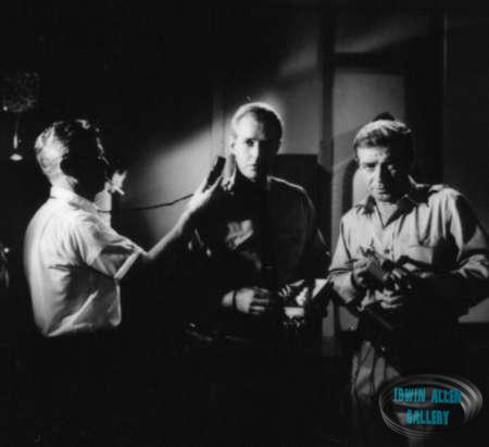 Lighting check with Robert Dowdell and Richard Basehart