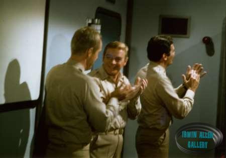 Robert, Richard Basehart and David Hedison applaud The Deadly Dolls