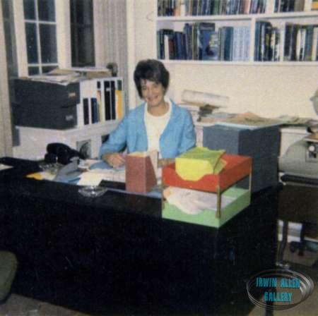 Elizabeth Emanuel at her desk