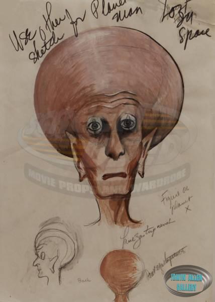 Planet X Alien Head Drawing