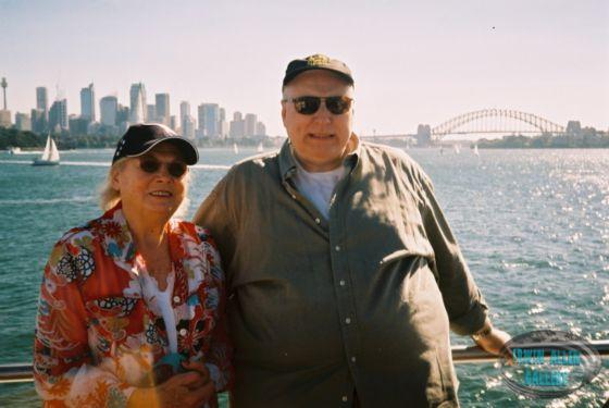 Sheila Allen and Kevin Burns enjoy Sydney skyline