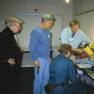 Simon shows the guests the Diving Bell model