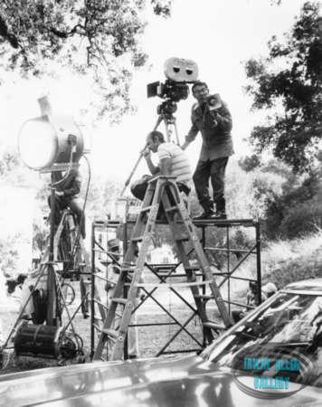 Irwin Allen on the set of The Swarm