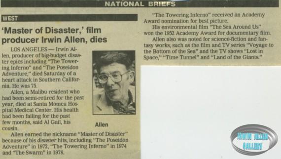 US obituary for Irwin Allen