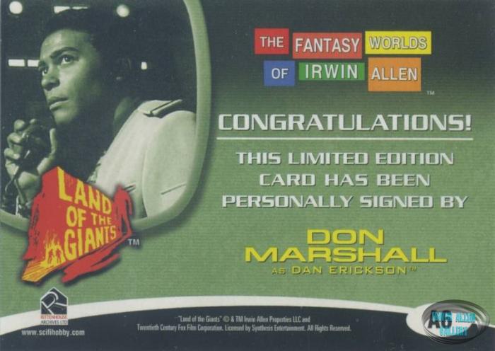 Don Marshall Autograph Card A6 Back