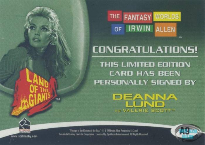 Deanna Lund Autograph Card A9 Back