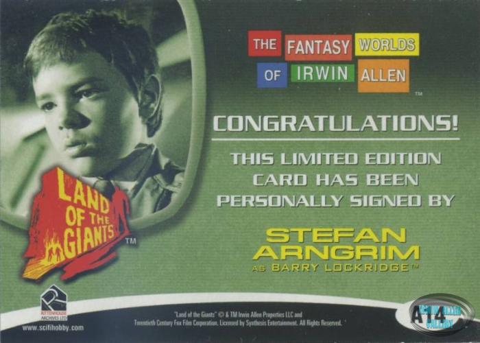 Stefan Arngrim Autograph Card A14 Back