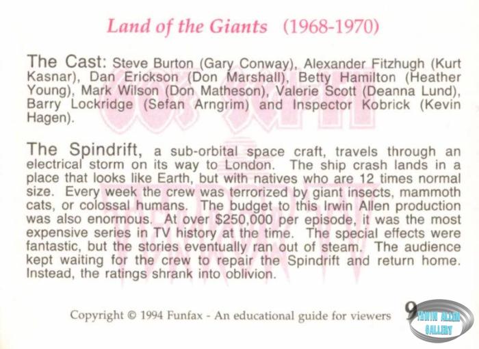 Land of the Giants Fun Fax Card 9 Back