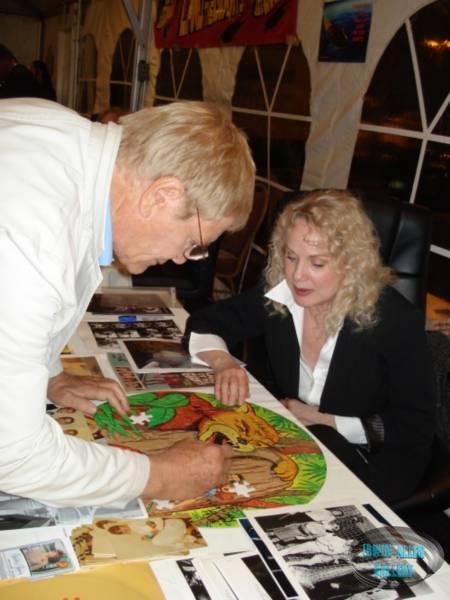 Gary Conway Signing Giants Puzzle for Heather Young