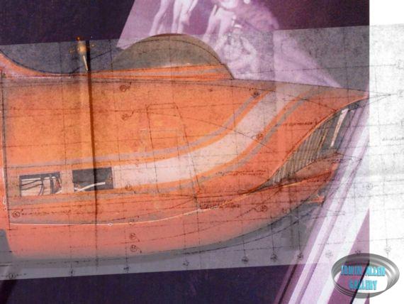 Overlay of blueprint on Spindrift miniature