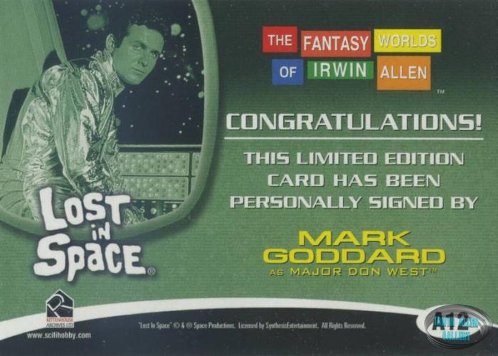 Mark Goddard Autograph Card A12 Back