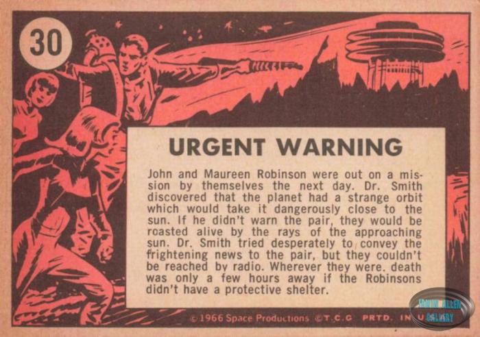 Lost in Space Topps #30 Back