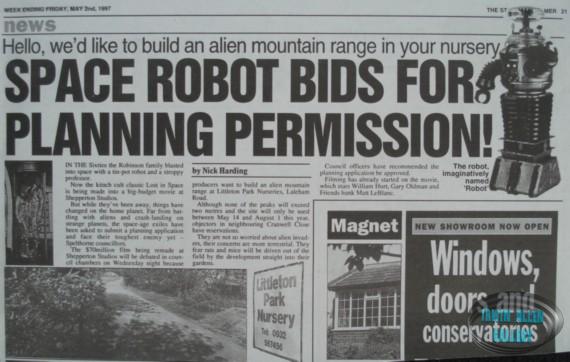 Newspaper clipping during movie production