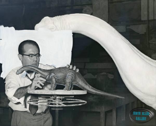 Irwin Allen with Brontosaurus