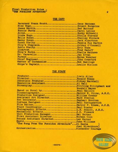 Final Production Notes