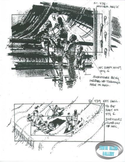 Scene 438 - Survivors climb through hole in hull