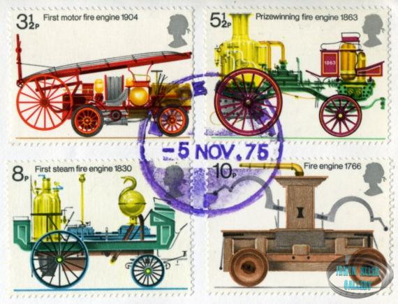 Fire Engine Stamps on British First Day Cover Envelope
