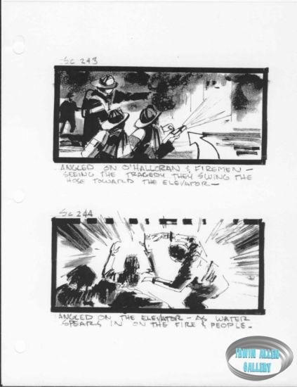 Scenes 243 to 244 - Firemen swing hose to elevator