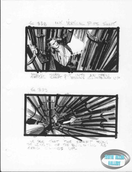 Scenes 338 to 339 - Doug climbs up vertical pipe shaft