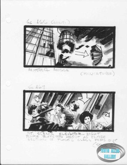Scenes 466 to 467 - Glass falls from elevator
