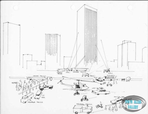 Scene outside the glass tower