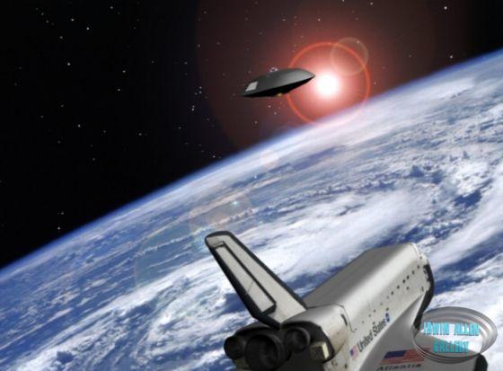 Jupiter 2 flies past the space shuttle