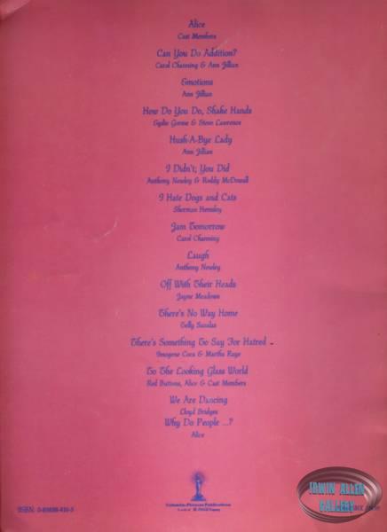 Alice in Wonderland Music Book Back
