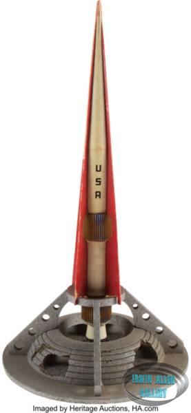 Set of Model Miniature Missiles and Launch Pad