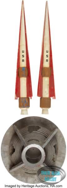 Set of Model Miniature Missiles and Launch Pad