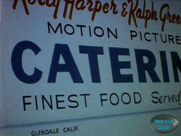 Catering sign during filming of pilot